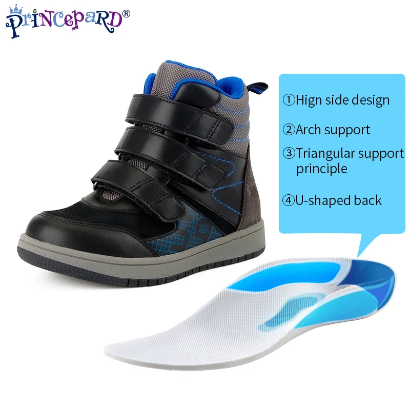 PRINCE PARD High Top Children's Boots Orthopedic Shoes with Arch Support Corrective Insole for Girls And Boys Clubfoot Footwear