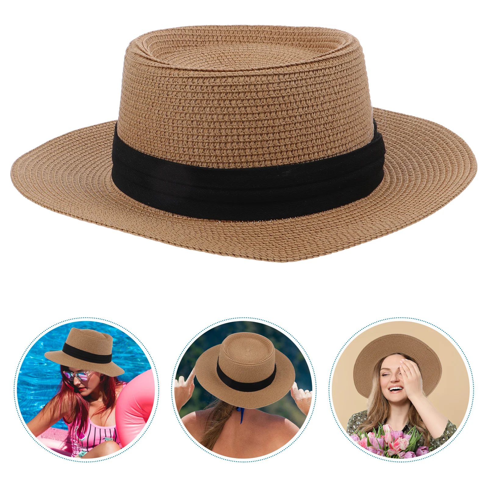 

Straw Sun Hat Women Wide Brim Summer Beach Hat Breathable Sun Protection for Outdoor Activities Fishing Hiking Pool Park