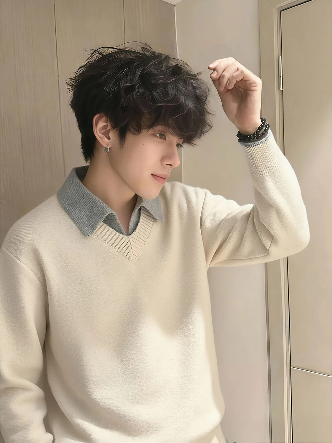 

Cleanfit Men's Knitted Sweater Fake Two-Piece Lazy Sle Base Layer irt Inner Wear Winter Thiened Long Sve Casual irt