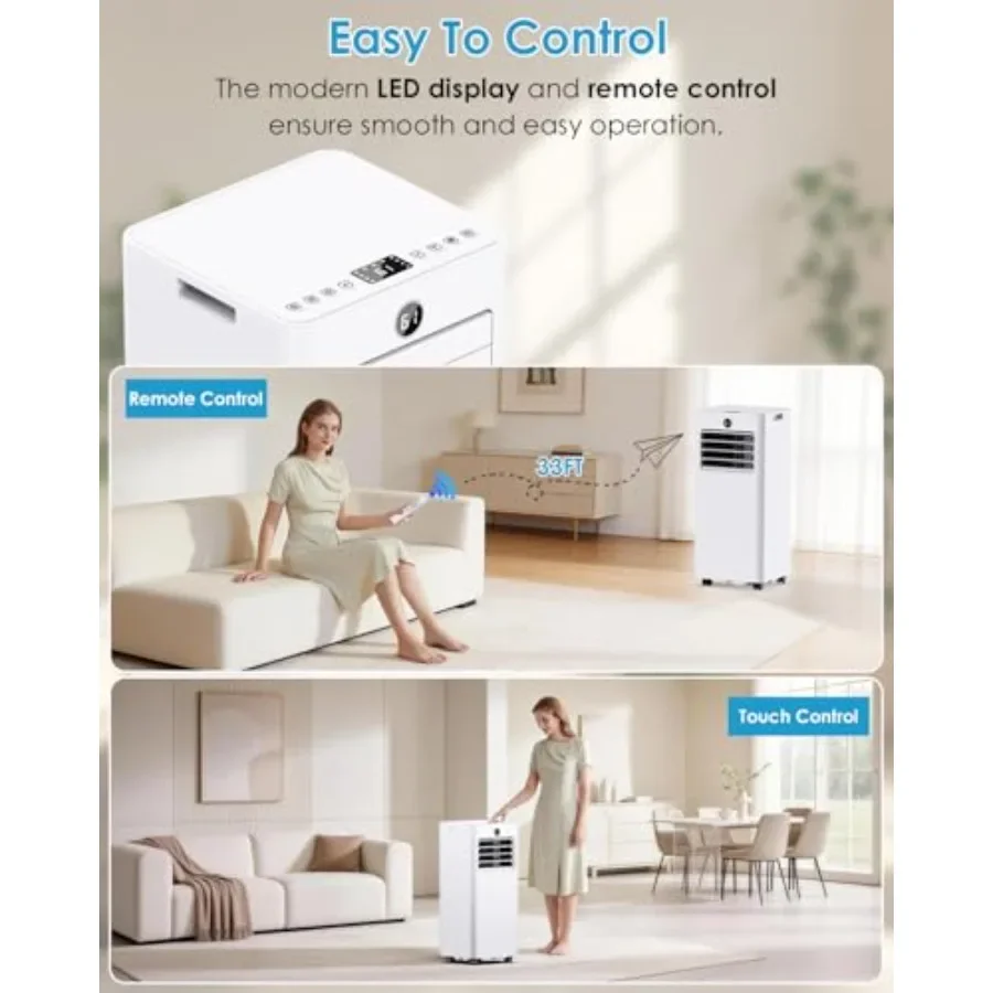 Portable Air Conditioner 8000 BTU for bedroom/office, white ABS plastic, ultra-quiet with WiFi/app control, 24H timer, dehumidi - view 5