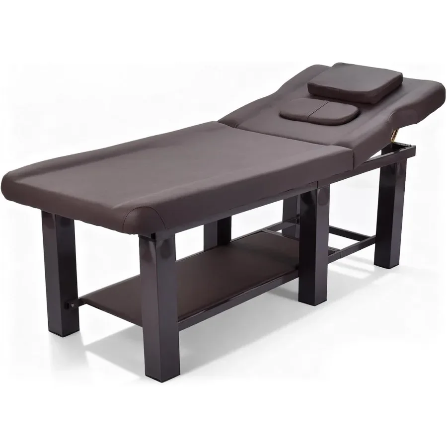 Professional Esthetician Bed 72.8x27.56x27.1 Inch 440 lbs Capacity Massage Table 10 Adjustable Angles and Open Chest Design Wat