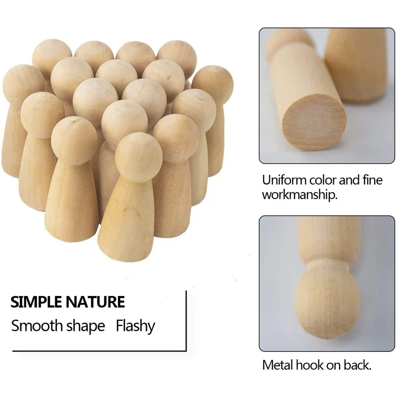 10pc Wooden Doll 65mm-35mm Wooden Blank Peg Dolls Girl Boy DIY Unfinished Doll Maple Rodent Handmade Baby Product Christmas Gift