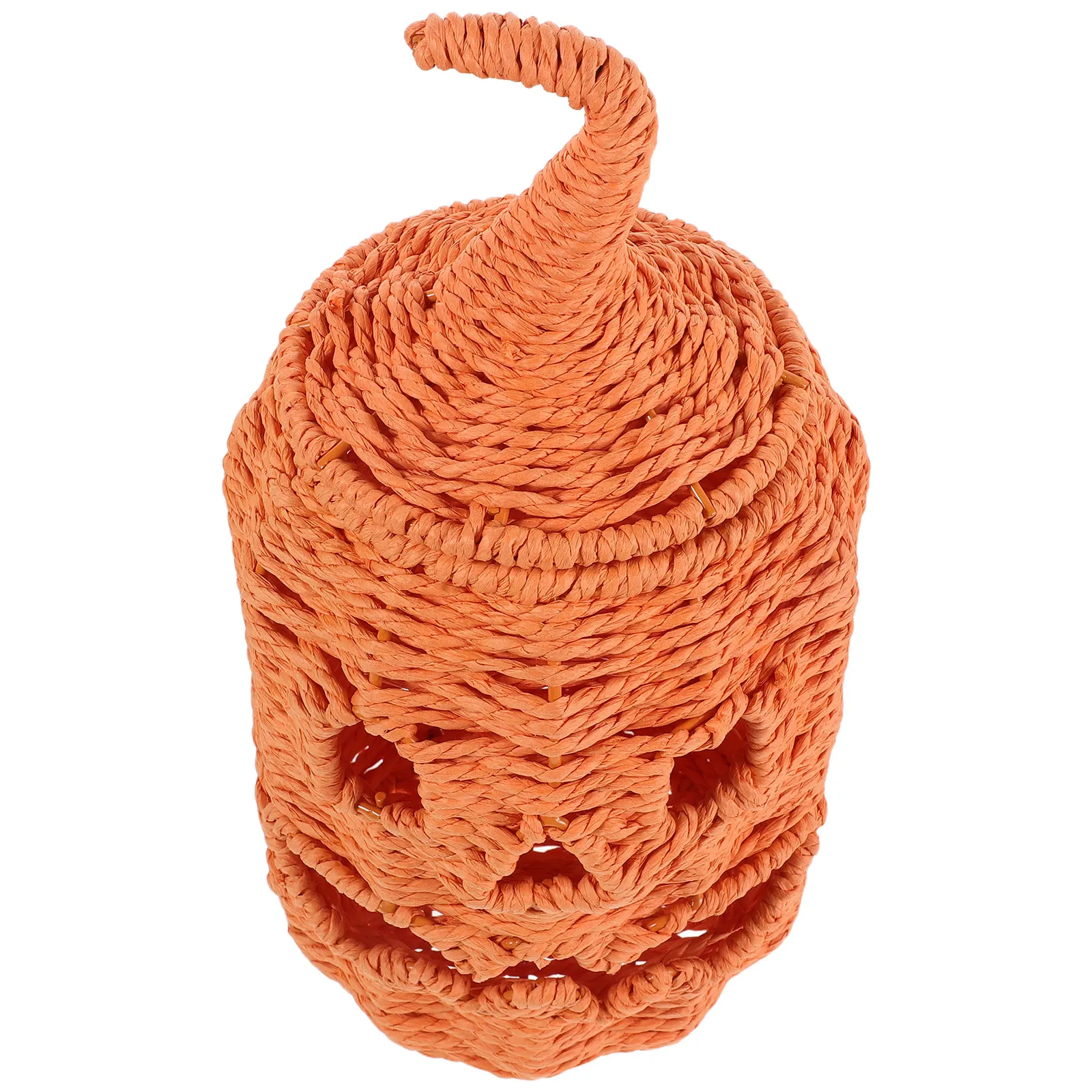 Woven Pumpkin Lampshade Cover Halloween Pumpkin Lamp Basket Rustic Jack O Lantern Light Shade for Tabletop Window Display