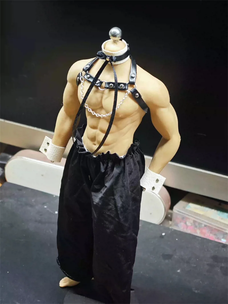 1/6 Male Leather Lingerie Sexual Chest Harness Body Bondage Cage Shoulder Harness Strap for 12 inch Action Figure Model Toys