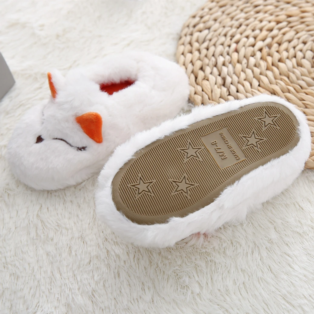 Toddler Boy Slippers for Winter Girl Warm Floor Shoes Idoor Cartoon Fox Kid Anti-slip Soft Rubber Sole House Footwear Baby Items