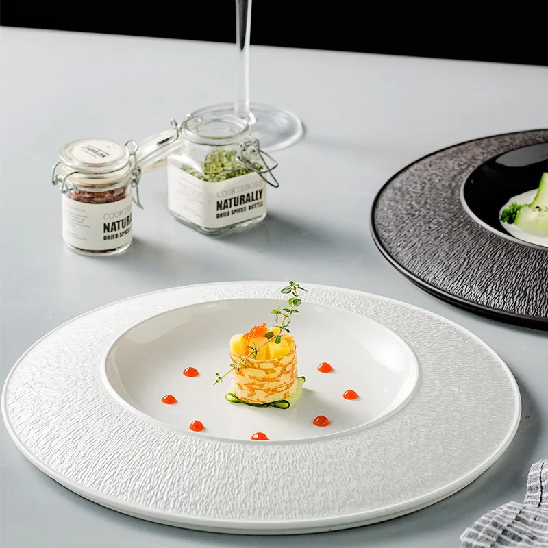 Ceramic Dinner Plate Pasta Steak Dish Sushi Dish Straw Hat Plates Creative Hotel Restaurant Round Tableware Snack Desserts Tray