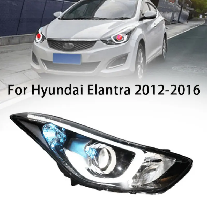 

Фара для Hyundai Elantra светодиодный фара 2011-2016 фары Elantra DRL сигнал поворота фара дальнего света ангельские глазки