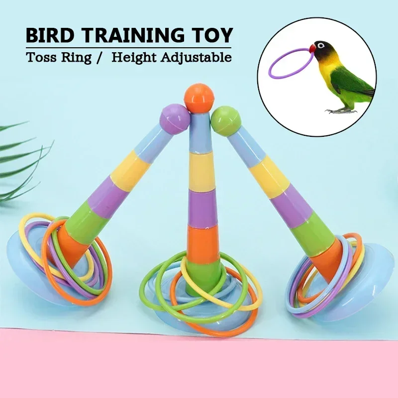 Parrot Bird Toy Parrot Bite Chewing Toy Pet Bird Swing Ball Standing Toy Plastic Rings Training Intelligence Toy Ferrule Decor