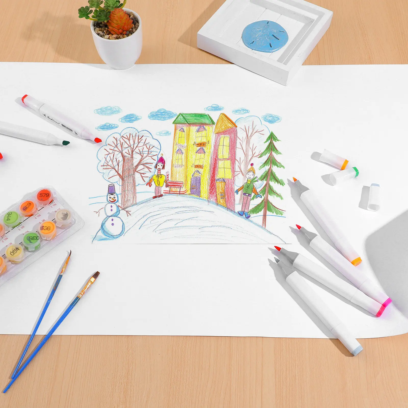 1Pcs Drawing Paper Roll White PH Neutral Heavyweight Sketch Paper Compatible with Pencils Pens Crayons Pastels
