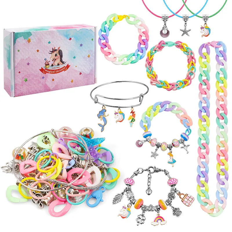 مجموعة أدوات صنع الأساور DIY مجموعة إكسسوارات صنع المجوهرات مع الخرز وسحر القلادة والأساور وسلسلة القلادة للفتيات. #6