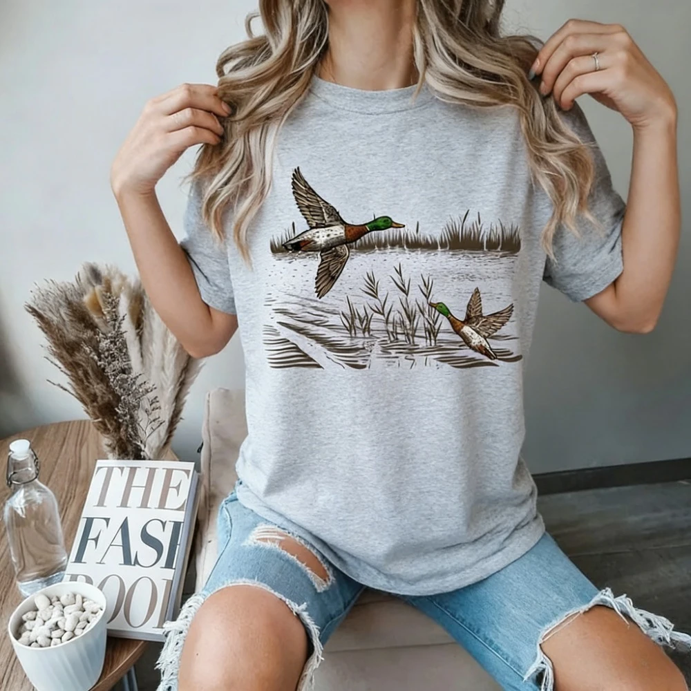 Retro Mallard Ducks Fall T Shirt 90s Waterfowl Duck Outfit Vintage Duck Shirt Animal Lover Tees Environmental Protection Clothes