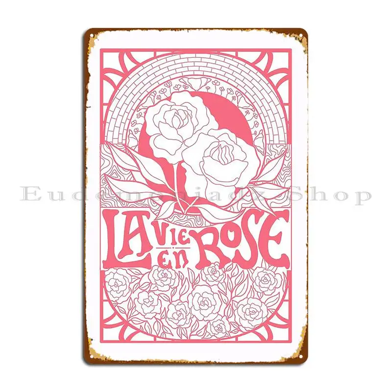 La Vie En Rose Poster Design Pink Metal Plaque Poster Club Character Cinema Create Club Tin Sign Poster