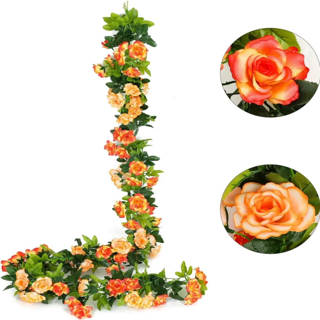

8 Pcs x 7.9 ft Flower Garland Artificial Rose Vine Flowers with Green Leaves Hanging Fake Roses Vine for Room Party Home Wedding