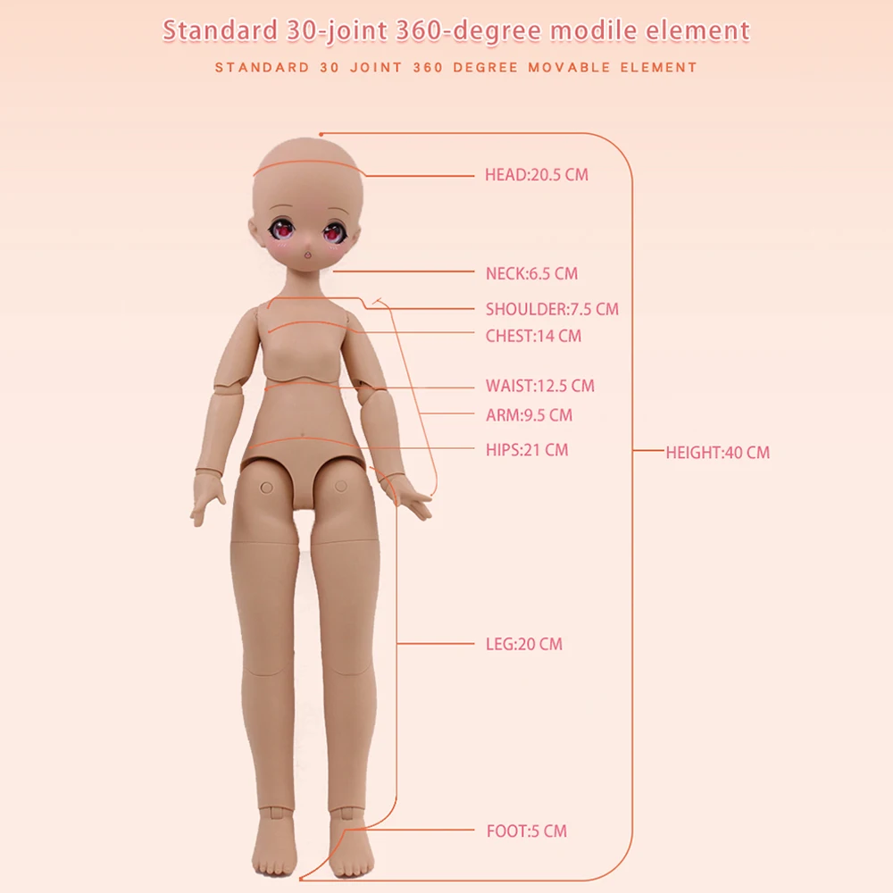 Sen bajka 1/4 BJD tworzywo sztuczne naga lalka opalona skóra 16 Cal piłka łączona lalka Kawaii kolekcja zabawka dla dziewczynek