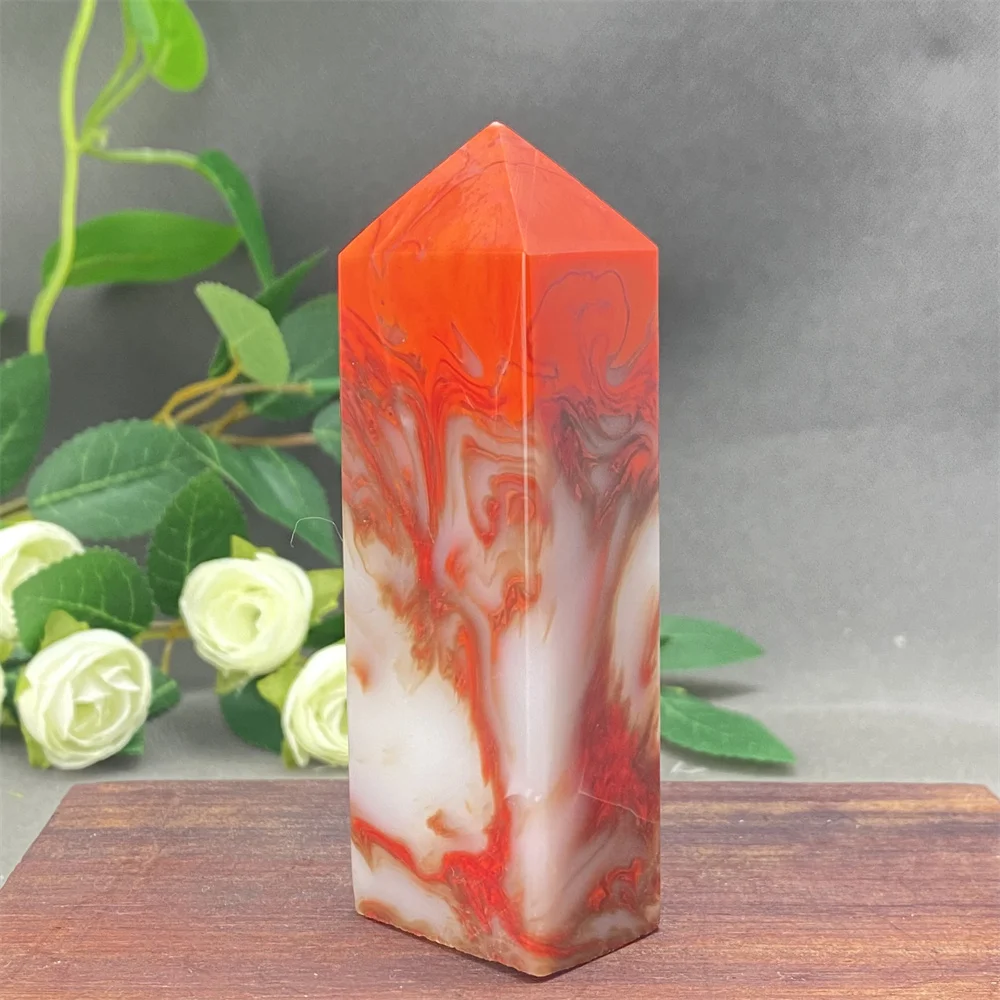 Carnelian Towers Reiki Healing Crystal Quartz Red Agate Points For Collection Chakra Obelisk Home Decor