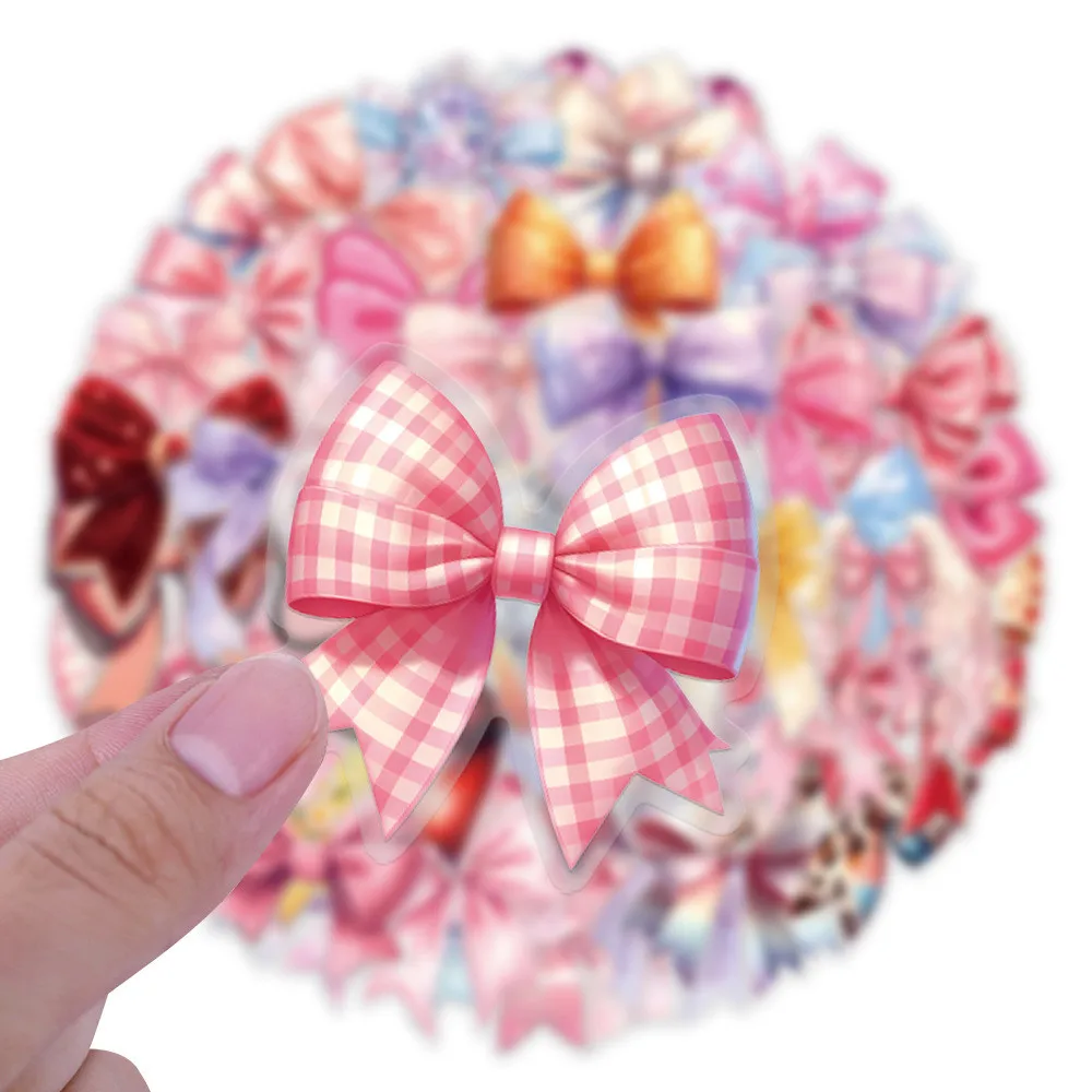 مجموعة ملصقات على شكل فيونكة مكونة من 60 قطعة - شارات PET شفافة مقاومة للماء، مثالية كمتجر Journal Flower LanLanStickersWorld Store #6