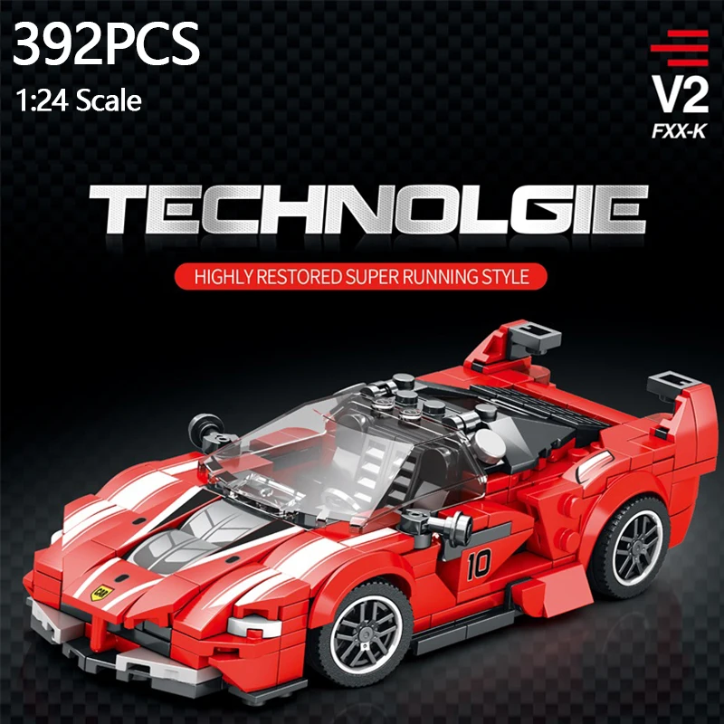 392PCS Sports Car Model Building Blocks City Classic Speed Champion Vehicle Bricks Toys Children DIY Assembly Christmas Gifts