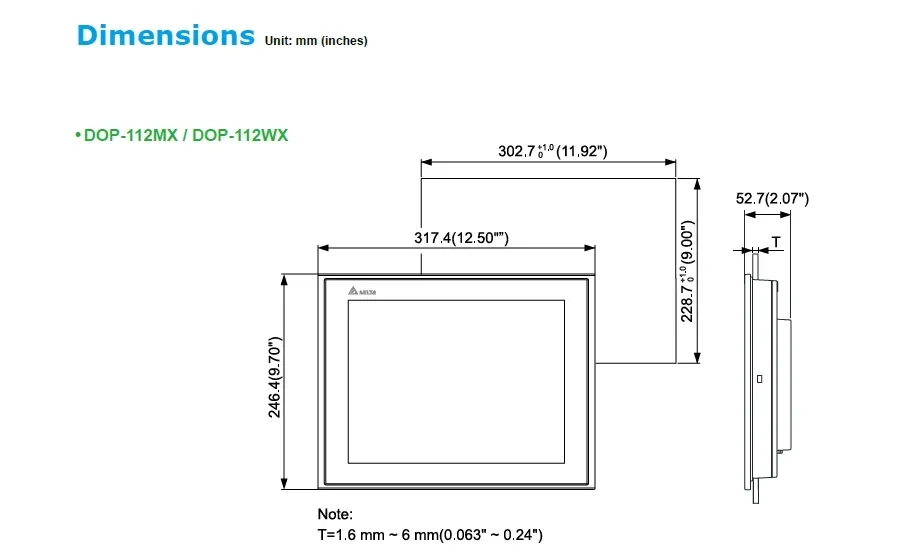 Delta DOP-112WX DOP-112MX Tela de toque HMI avançada de 12 polegadas Exibição de interface homem-máquina