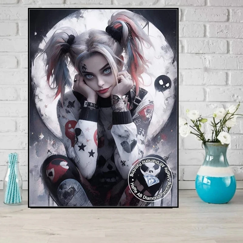 Gotico Harley Dark Art Movie AB Kit di pittura diamante La ragazza del clown DC Comics Crystal Cross Stitch Mosaic Decor