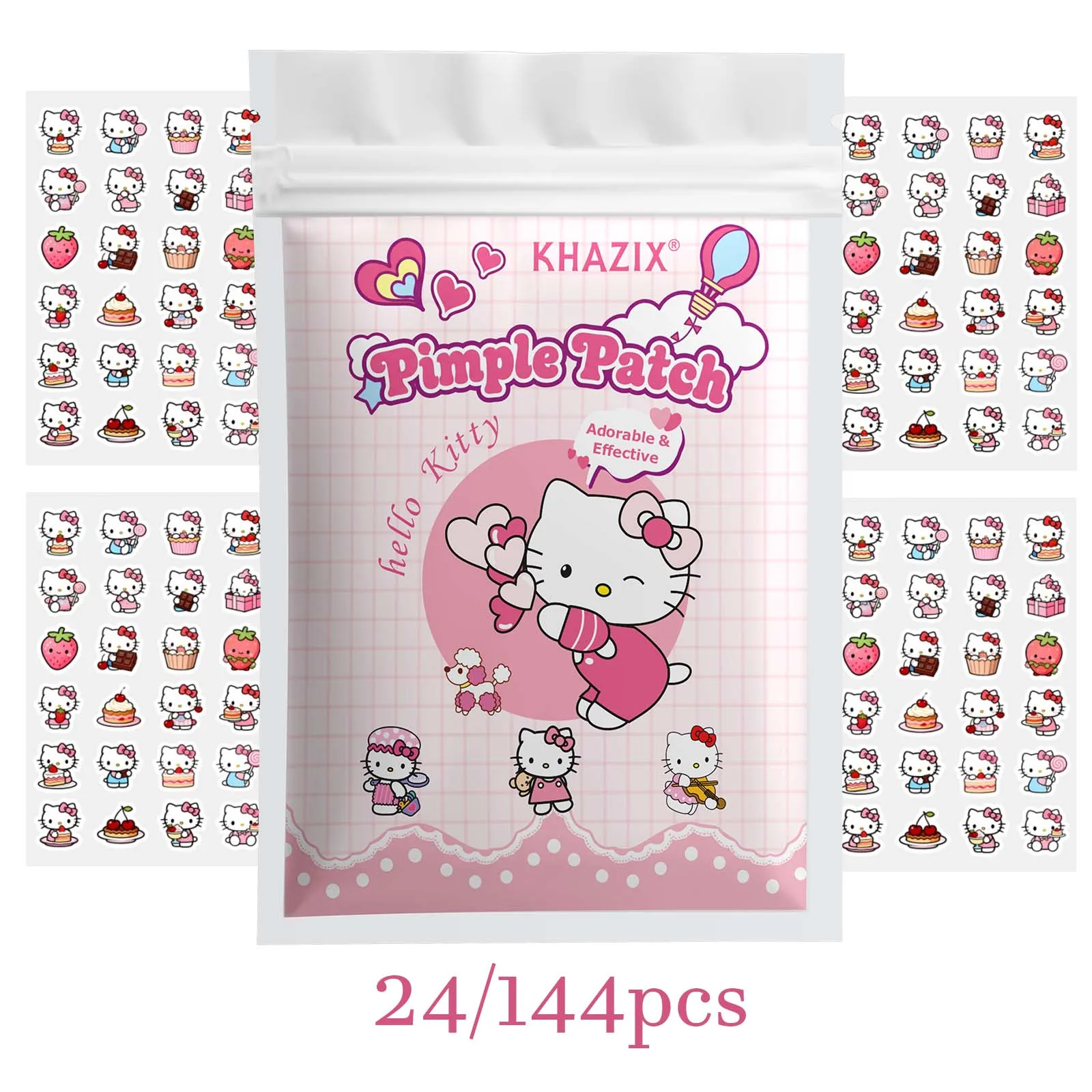 24/144PCS Sanrio Hello Kitty Hydrocolloid Patches Acide Salicylique Centella Soft Cover Blemishes Invisible