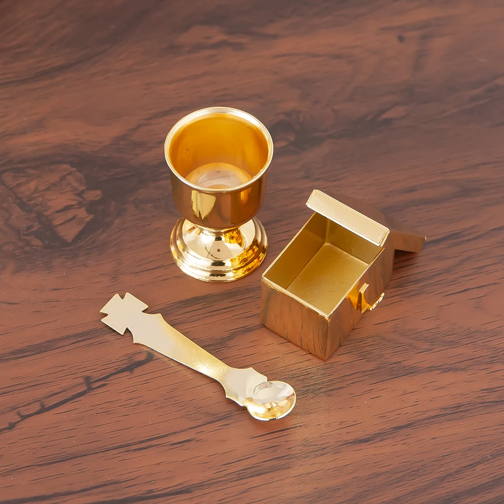 Neu 2026 Heiliger Gral Heilige Box Vergoldete Liturgische Utensilien Heiliger Kommunionskelch Messzubehör Religiöse Dekoration & Geschenkbox 1 Set – Detail 1