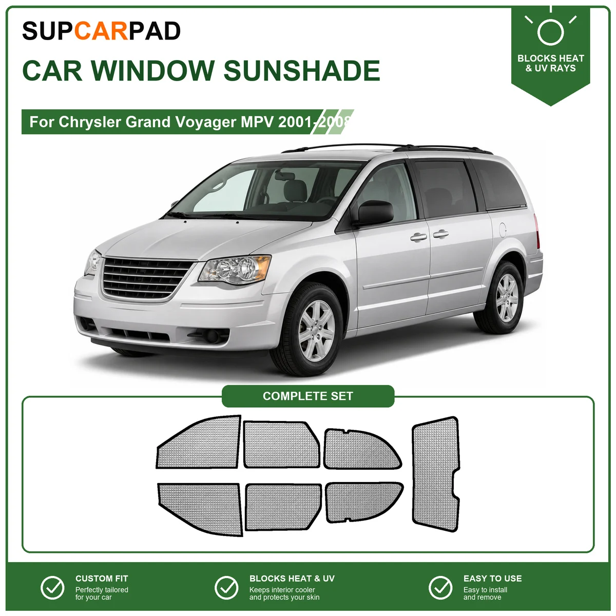 For Chrysler Grand Voyager MPV 2001-2008 Full Set Car Window Sunshades UV Block Privacy Heat Insulated Foldable Car Curtain