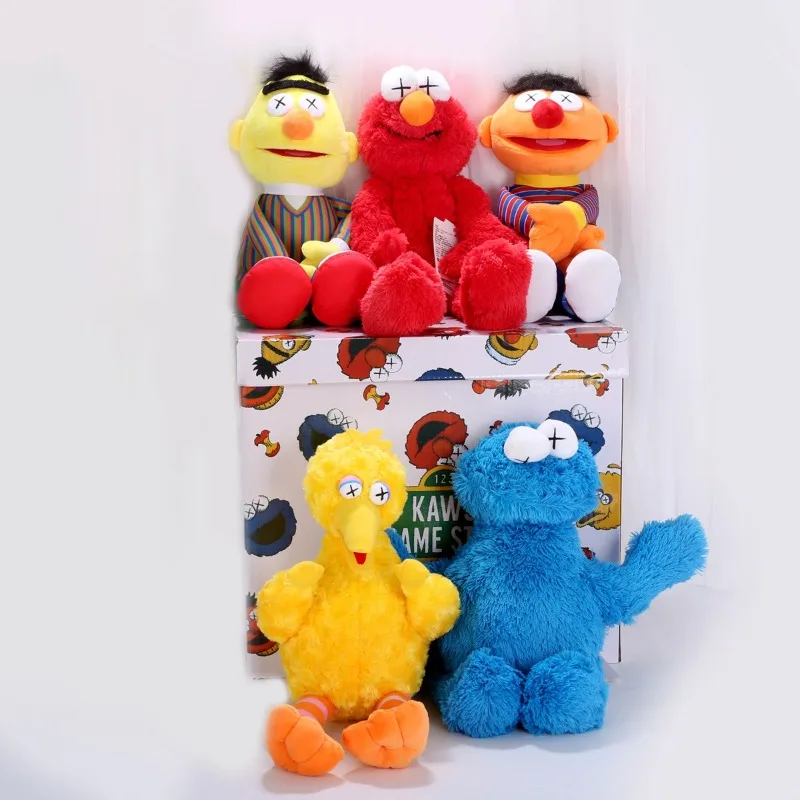 Cartoon 30cm Sesame Street Plush Doll Red Elmo Blue Cookie Guy Yellow Big Bird Plush Toys Super Soft Children's Birthday Gift