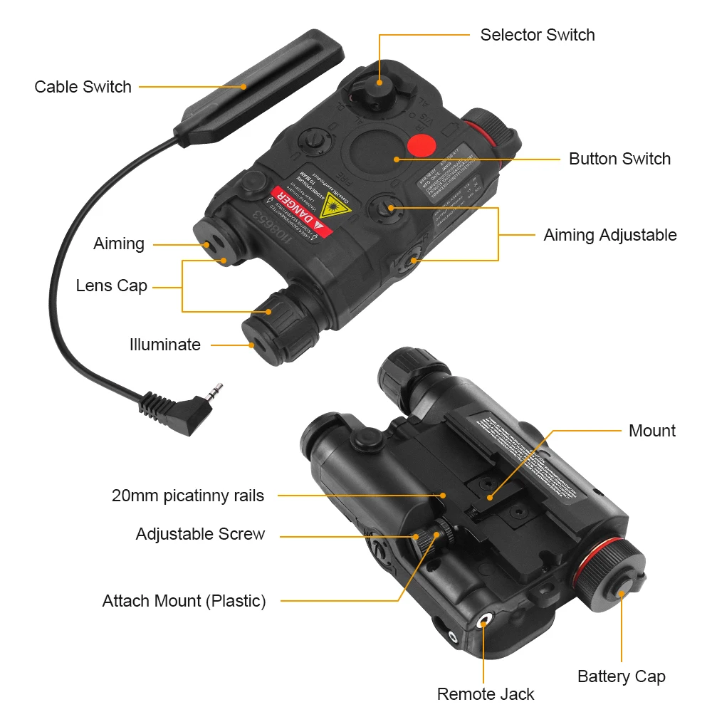 Imagem -02 - Red Dot Laser Hunting Rifle Lanterna Led Branco Arma de Luz Padrão 20 mm Rail Visão Noturna 270 Lumens an Peq15