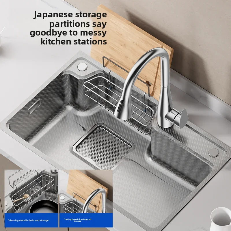 

Kitchen Sink Japanese Large Single Sink Dishwasher Sink Household Vegetable Basin 304 Stainless Steel