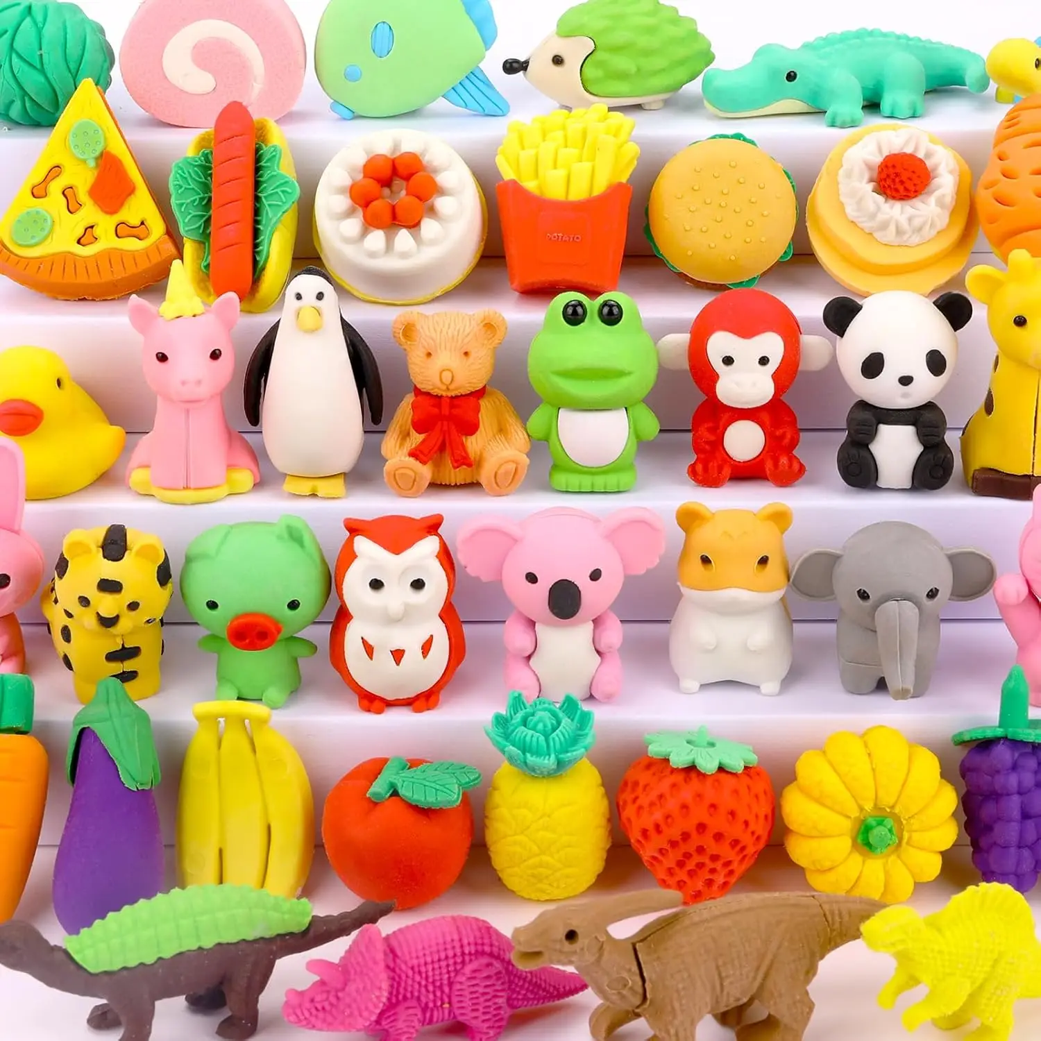 

50-Pack Animal Erasers for Kids - Pull Apart 3D Puzzle Erasers, Classroom Rewards, Party Favors, Back to School Supplies