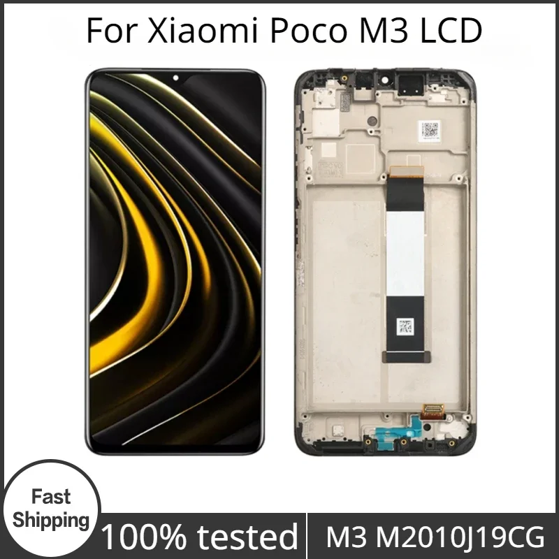 

For Xiaomi Poco M3 Display With Frame 6.53" 10 Touch Pocophone M3 M2010J19CG LCD Touch Screen Display Parts