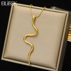 EILIECK 316L Stainless Steel Creative Gold Color Snake Pendant Necklace For Women Girl New Design Waterproof Jewelry Gift Party