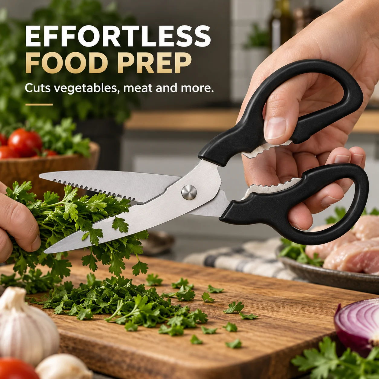 Stainless Steel Kitchen Shears, Multi-Purpose Vegetable and Walnut Cracker Scissors, Gourd Design for Home Use