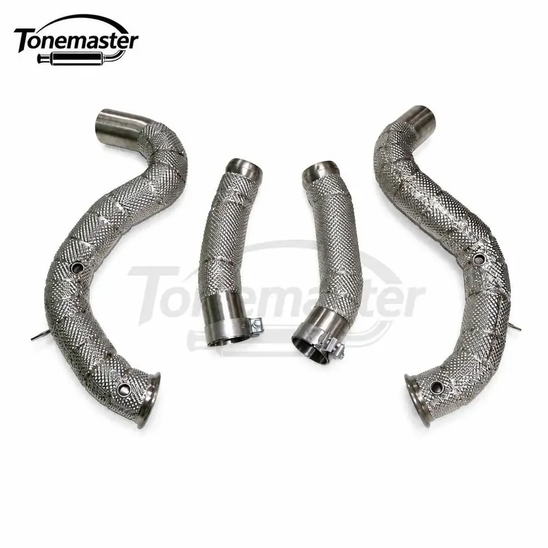 For Mercedes C63 C63S AMG W205 4.0T M177 304 Stainless Steel Heat Shielded Downpipe TIG Welded Mandrel Bent 2015-2021