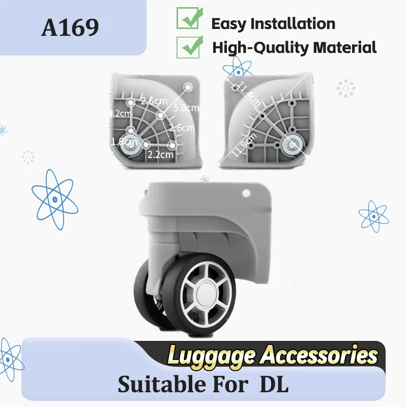 

For DL-A169 4 Ultra-wear-resistant Luggage Wheels 360-degree Rotation Quiet Noise Reduction Easy Installation