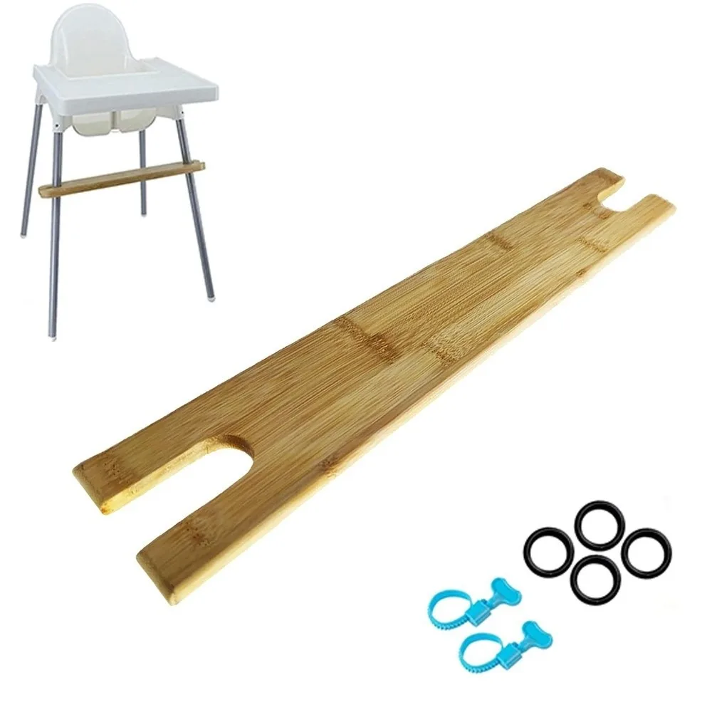 Adjustable Height High Chair Footrest Natural Bamboo Wooden Baby Highchair Foot Stool Durable Smooth Surface