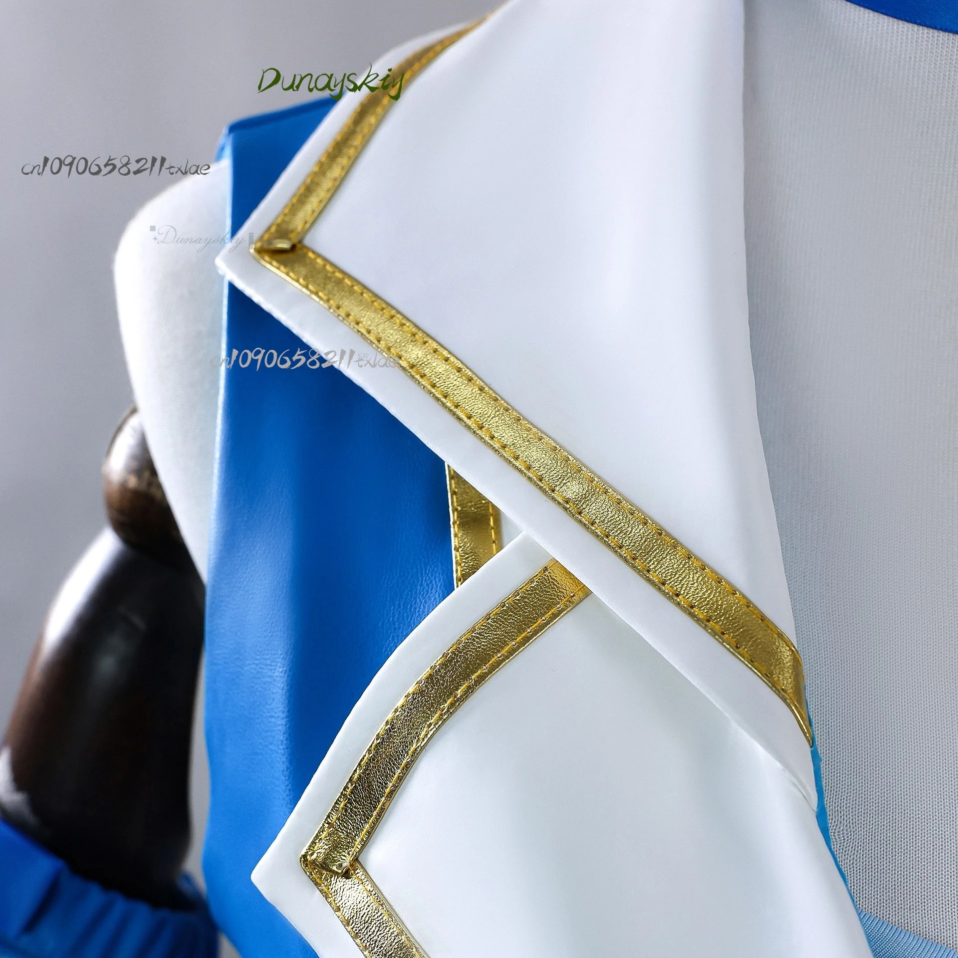 Remm Cosplay Costume Anime Re:  From Zero Blue White Cheerleading PU Coat Skirt Wig Woman Halloween