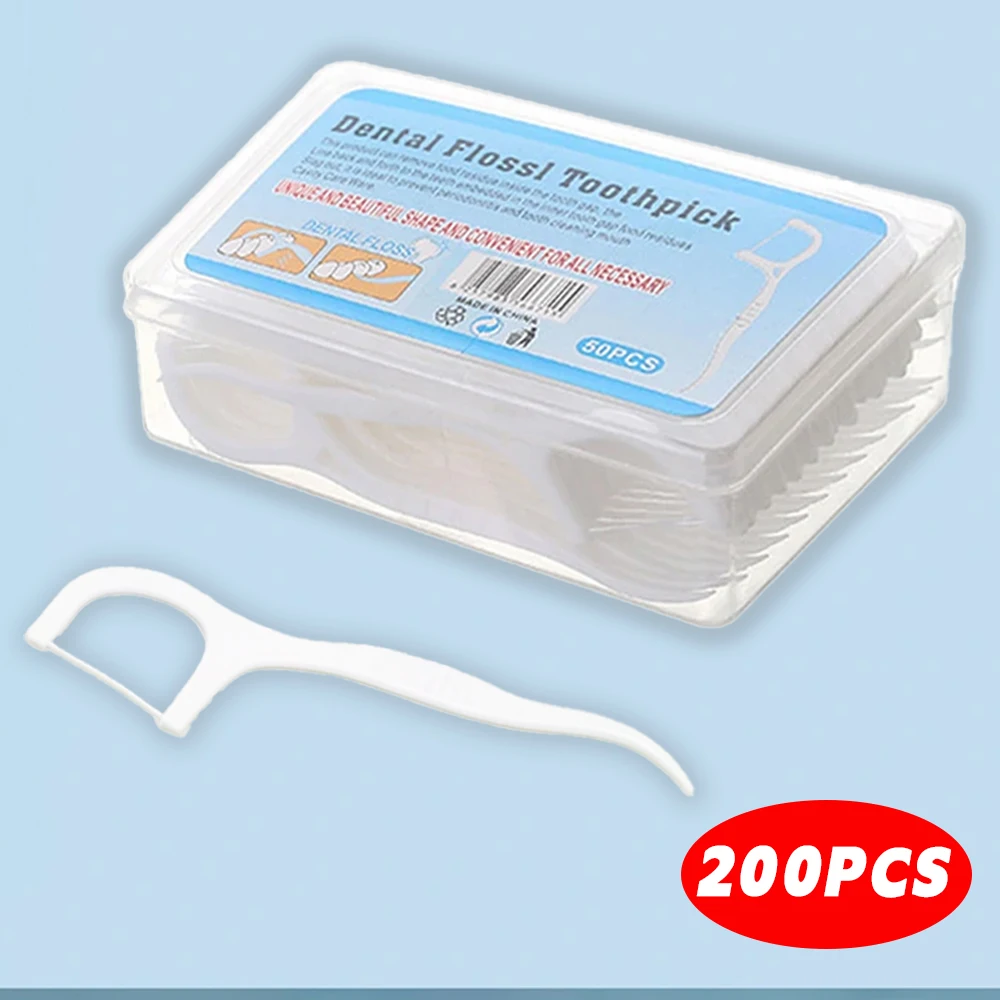 Fio Dental Com Haste Palito 200 Unidades Ultra Fino Para Crianças Adultos Higiene Bucal