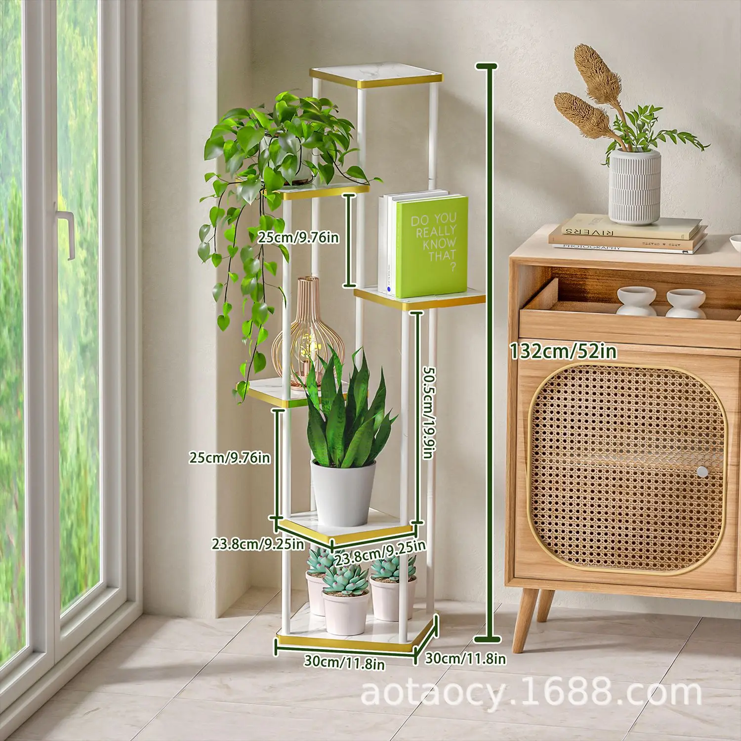 Cross-border Amazon temu high-end plant rack shelf for indoor bedroom kitchen study floor-to-ceiling