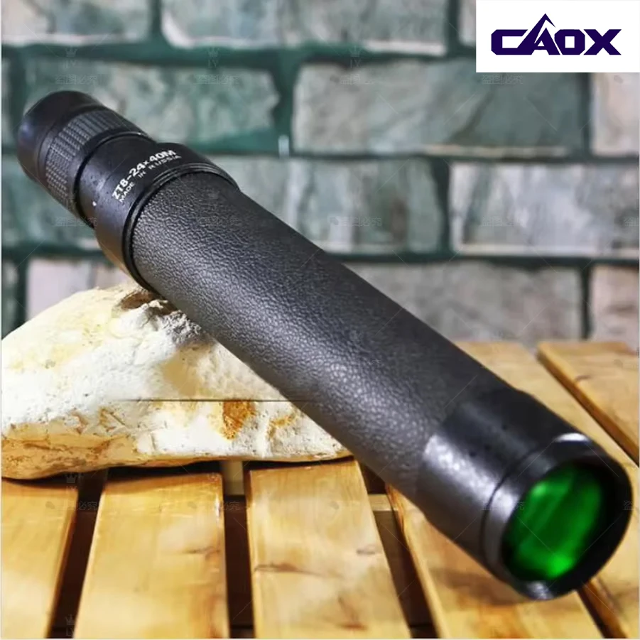 CAOX Monocular Zoom Telescope 8-24x40 HD Powerful Metal Optical Lens Astronomical With Long Range Original Bak4 Russian Black
