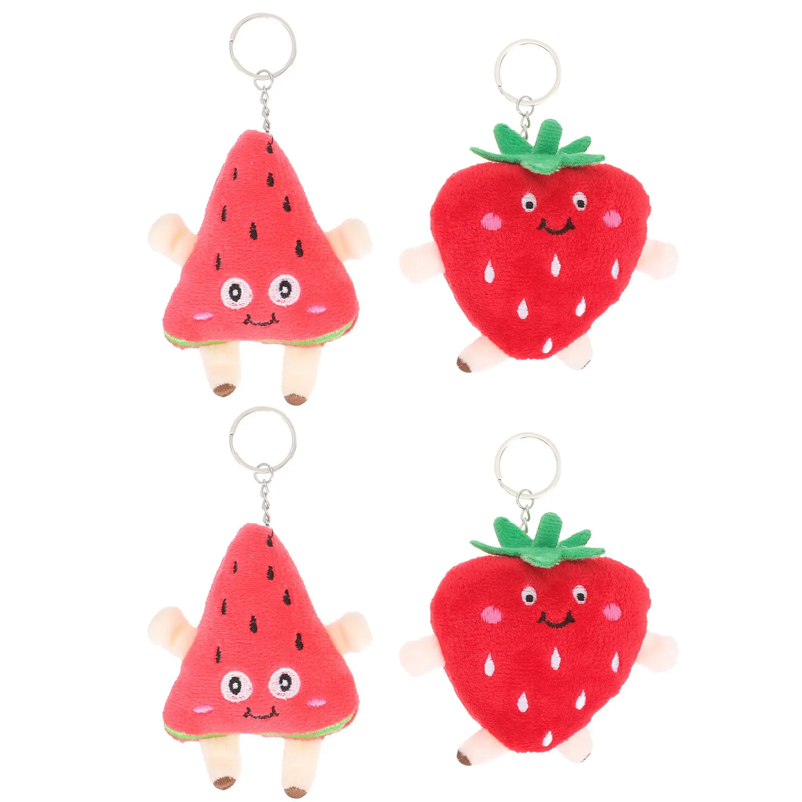 

4Pcs Fruit Key Chain Ring Smooth Comfortable Surface Lightweight Creative Design Bag Hanging Pendant Key Hanging Decoration Gift