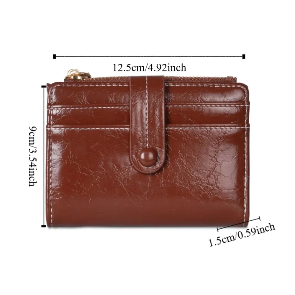 Vintage Retro Women's Wallet Zipper Card Holder Pu Short Wallet Multi-function Ultra Thin Coin Purse Daily