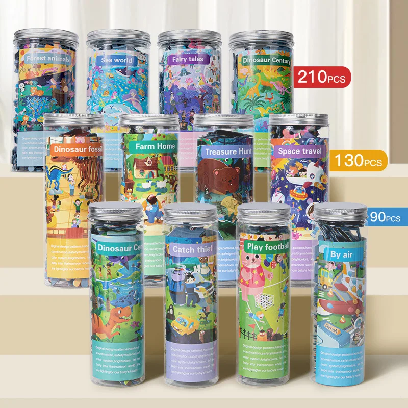 

Canned Jigsaw Puzzles Logic Thinking Intellectual Game Puzzle Jigsaw Animal Aircraft Cartoon Early Educational Toy Kids Gifts