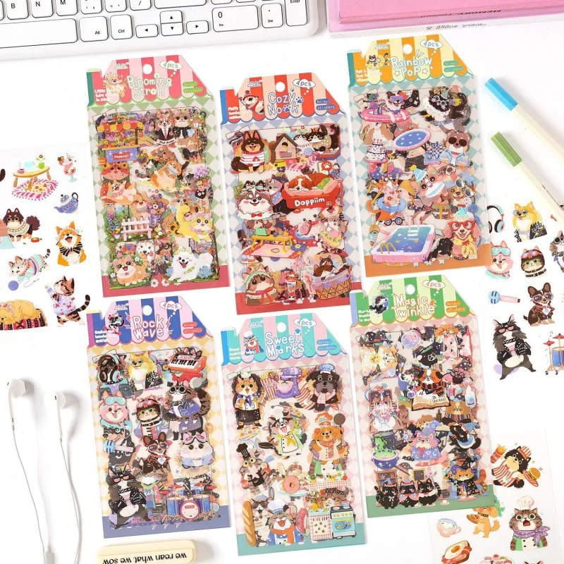 24-パック-ロット漫画猫犬動物ペットステッカーかわいいスクラップブッキング-diy-日記装飾文具ステッカーアルバムスティックラベル