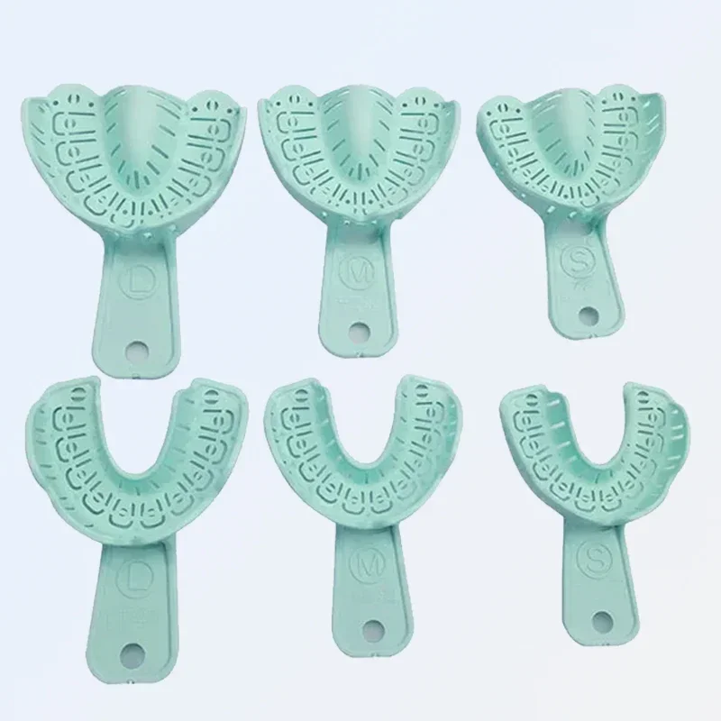 6Pcs Dental Impression Trays Set Full/Partial Mouth Mold S/M/L Sizes, Easy Fold Plastic Dentist Tools for Implant/Aligner