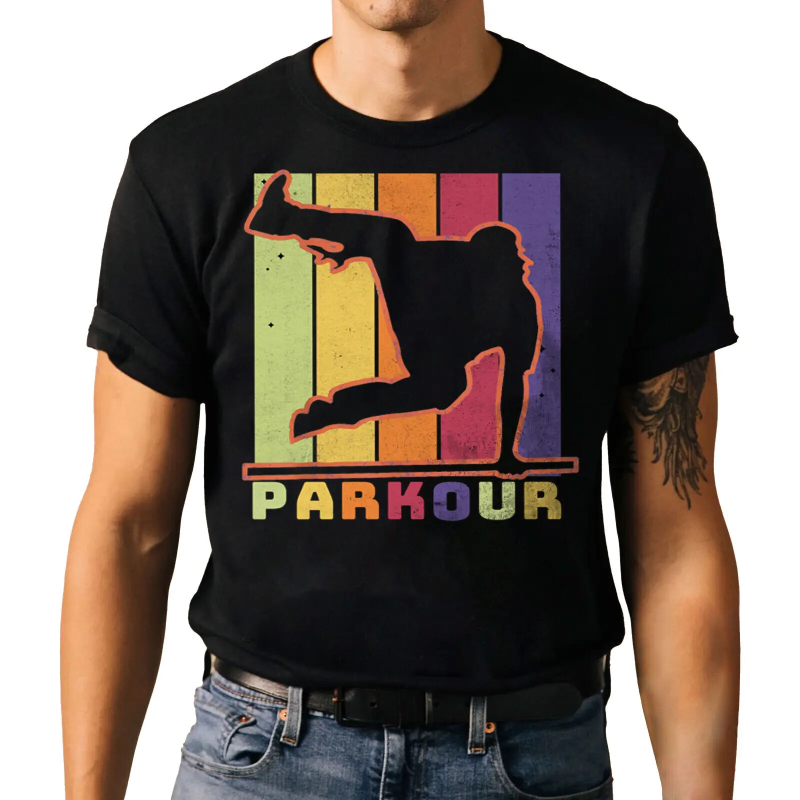 Parkour T-Shirt, Free Running Men's Athletic Performance Sports Tee