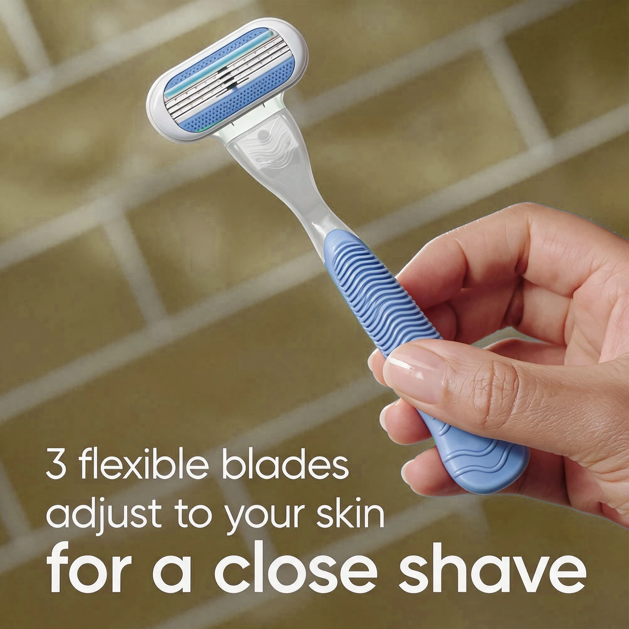 3-Blade Women's Safety Razor Kit, 1 Handle + 8/24/48 Replacement Blades, Smooth Hair Removal for Face Legs Armpits Bikini