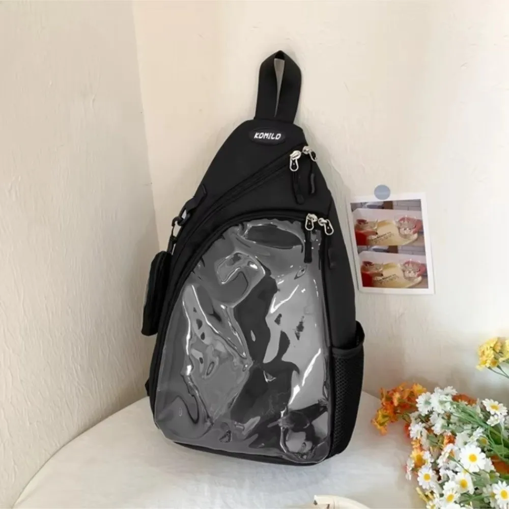 Storage Bag Y2K Ita Bag PVC Nylon Transparent Crossbody Bag Single Shoulder Badge Pouch Anime Display Bag School