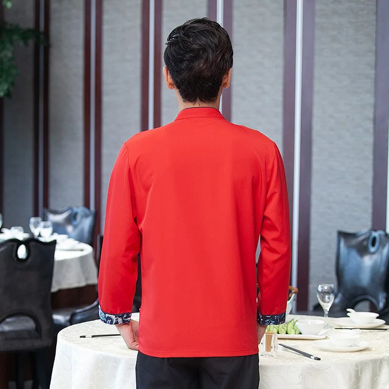 Uniformes de trabalho do hotel outono inverno feminino pote quente restaurante churrasco casa chá estilo chinês garçom manga longa unisex