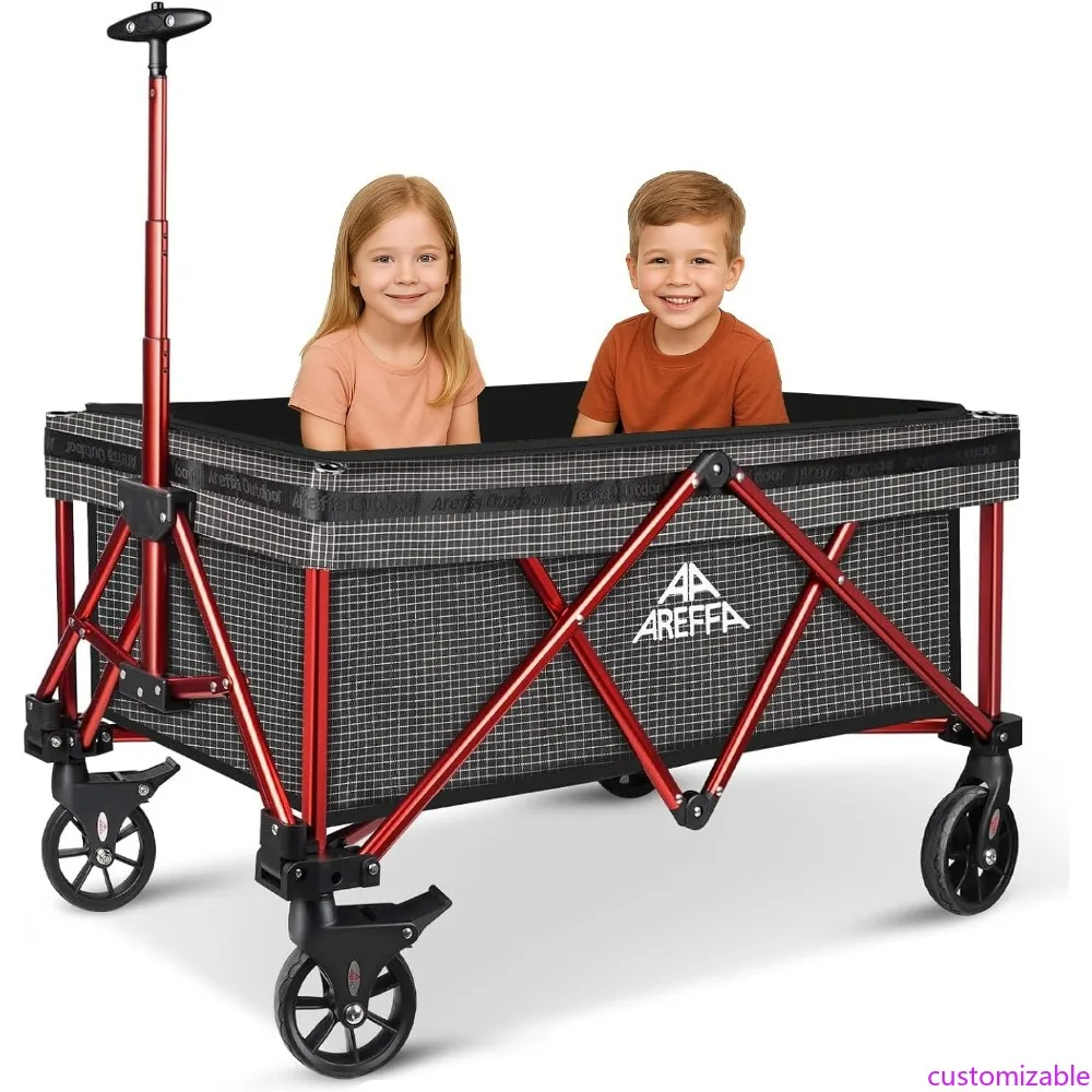 

Heavy-Duty Collapsible Wagon for Kids & Gear - All-Terrain Wheels, Ideal for Camping, RV Trips, Beach, and Garden Use